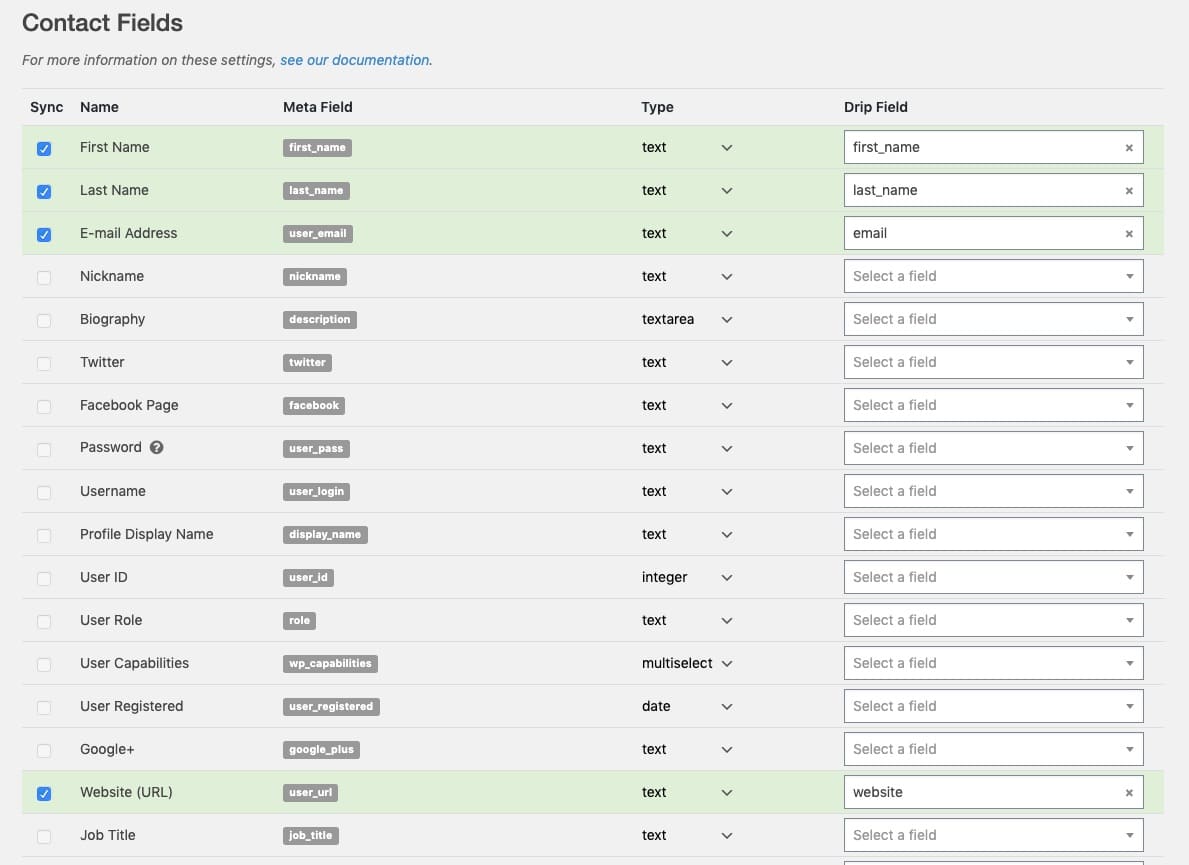 wpfusion-contact-fields WP Fusion Review - Field Mapping