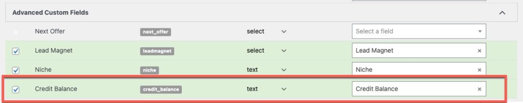 Service Credit System - WPFusion Field Matching